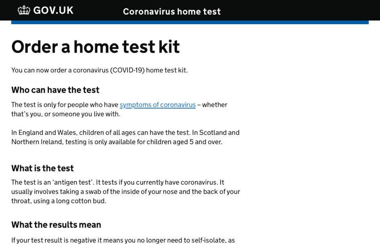 Coronavirus testing programme